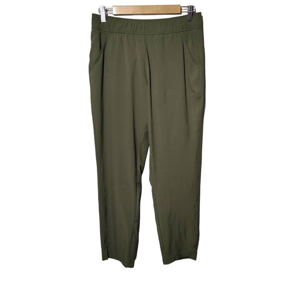 Eddie Bauer Women's Sz M Green Performance Hiking Pants Pull On Elastic Waist - Picture 1 of 8